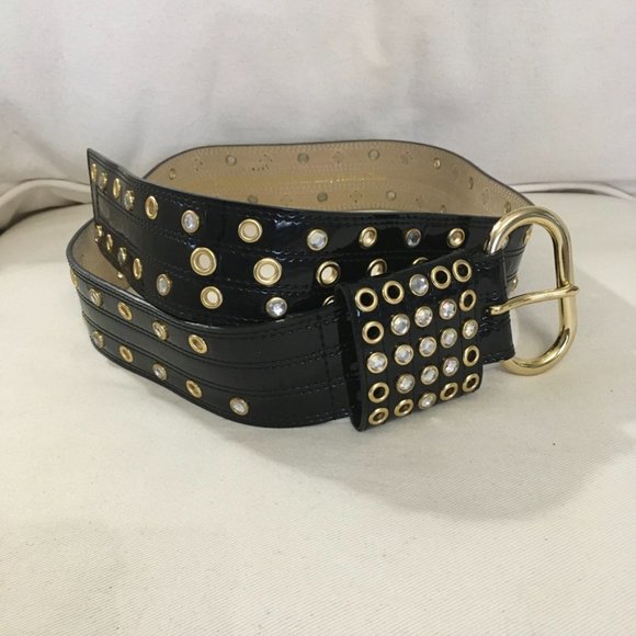 Betsey Johnson Accessories - Betsy Johnson Black Patent Rhinestone Belt
